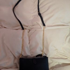 Navy over the shoulder clutch